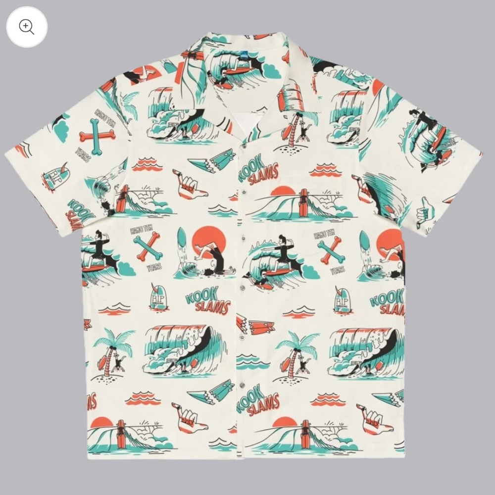 Chomp x KookSlams 10 Year Graphic Print Button Down Short Sleeve Shirt